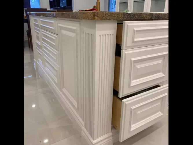Painted white kitchen island cabinets in Toronto